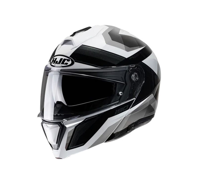 Capacete Hjc I90 Lark Preto Branco E Cinza E Preto