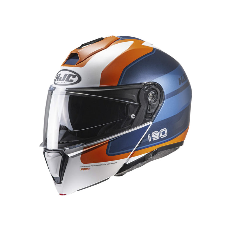Capacete Hjc I90 Wasco  Azul Laranja E Branco